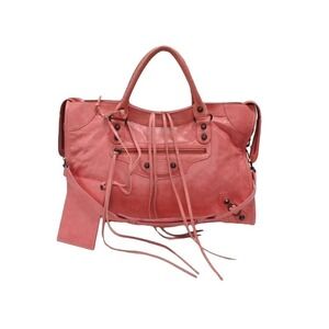 BALENCIAGA The Giant City handbag pink leather attached mirror